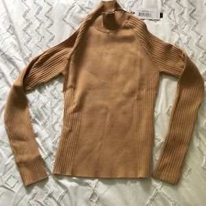 Brand New Who What Wear Ribbed Mock-Neck Sweater